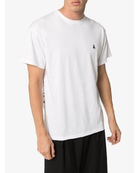 weißes und schwarzes bedrucktes T-Shirt mit einem Rundhalsausschnitt von Sophnet.