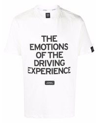 weißes und schwarzes bedrucktes T-Shirt mit einem Rundhalsausschnitt von Automobili Lamborghini