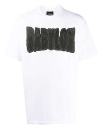 weißes und schwarzes bedrucktes T-Shirt mit einem Rundhalsausschnitt von Babylon LA