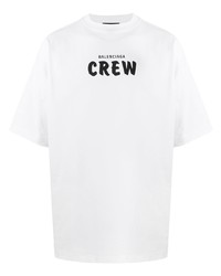 weißes und schwarzes bedrucktes T-Shirt mit einem Rundhalsausschnitt von Balenciaga