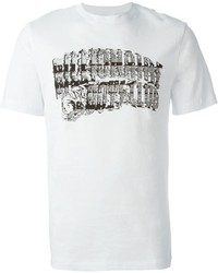 weißes und schwarzes bedrucktes T-Shirt mit einem Rundhalsausschnitt von Billionaire Boys Club