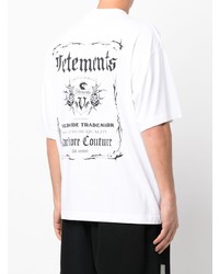 weißes und schwarzes bedrucktes T-Shirt mit einem Rundhalsausschnitt von Vetements