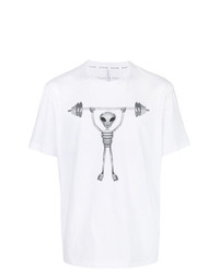 weißes und schwarzes bedrucktes T-Shirt mit einem Rundhalsausschnitt von Blackbarrett