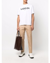 weißes und schwarzes bedrucktes T-Shirt mit einem Rundhalsausschnitt von Lanvin