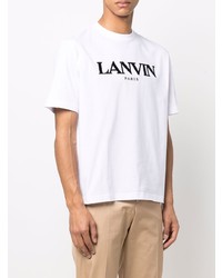 weißes und schwarzes bedrucktes T-Shirt mit einem Rundhalsausschnitt von Lanvin