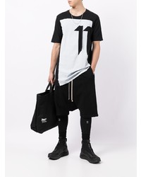 weißes und schwarzes bedrucktes T-Shirt mit einem Rundhalsausschnitt von 11 By Boris Bidjan Saberi