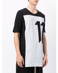 weißes und schwarzes bedrucktes T-Shirt mit einem Rundhalsausschnitt von 11 By Boris Bidjan Saberi