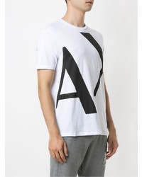 weißes und schwarzes bedrucktes T-Shirt mit einem Rundhalsausschnitt von Armani Exchange