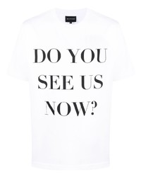 weißes und schwarzes bedrucktes T-Shirt mit einem Rundhalsausschnitt von Botter