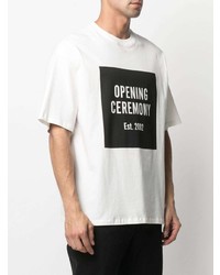 weißes und schwarzes bedrucktes T-Shirt mit einem Rundhalsausschnitt von Opening Ceremony