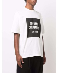 weißes und schwarzes bedrucktes T-Shirt mit einem Rundhalsausschnitt von Opening Ceremony