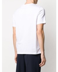 weißes und schwarzes bedrucktes T-Shirt mit einem Rundhalsausschnitt von Emporio Armani