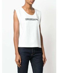 weißes und schwarzes bedrucktes T-Shirt mit einem Rundhalsausschnitt von Calvin Klein 205W39nyc