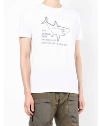 weißes und schwarzes bedrucktes T-Shirt mit einem Rundhalsausschnitt von Save The Duck