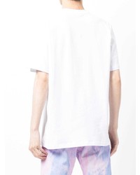 weißes und schwarzes bedrucktes T-Shirt mit einem Rundhalsausschnitt von MSGM