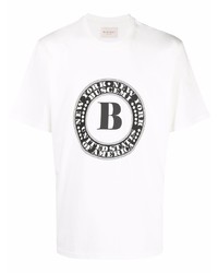 weißes und schwarzes bedrucktes T-Shirt mit einem Rundhalsausschnitt von Buscemi