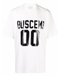 weißes und schwarzes bedrucktes T-Shirt mit einem Rundhalsausschnitt von Buscemi