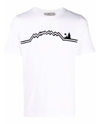 weißes und schwarzes bedrucktes T-Shirt mit einem Rundhalsausschnitt von Canali