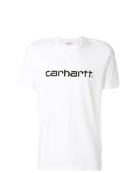 weißes und schwarzes bedrucktes T-Shirt mit einem Rundhalsausschnitt von Carhartt