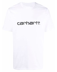 weißes und schwarzes bedrucktes T-Shirt mit einem Rundhalsausschnitt von Carhartt WIP