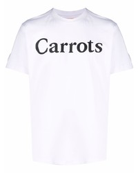 weißes und schwarzes bedrucktes T-Shirt mit einem Rundhalsausschnitt von Carrots