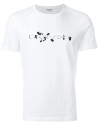 weißes und schwarzes bedrucktes T-Shirt mit einem Rundhalsausschnitt von Carven