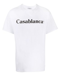 weißes und schwarzes bedrucktes T-Shirt mit einem Rundhalsausschnitt von Casablanca
