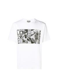 weißes und schwarzes bedrucktes T-Shirt mit einem Rundhalsausschnitt von Cav Empt