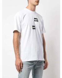 weißes und schwarzes bedrucktes T-Shirt mit einem Rundhalsausschnitt von Supreme