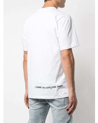 weißes und schwarzes bedrucktes T-Shirt mit einem Rundhalsausschnitt von Supreme