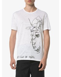 weißes und schwarzes bedrucktes T-Shirt mit einem Rundhalsausschnitt von Martin Diment