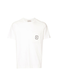 weißes und schwarzes bedrucktes T-Shirt mit einem Rundhalsausschnitt von Cerruti 1881