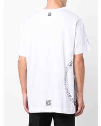 weißes und schwarzes bedrucktes T-Shirt mit einem Rundhalsausschnitt von Givenchy