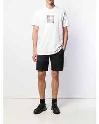 weißes und schwarzes bedrucktes T-Shirt mit einem Rundhalsausschnitt von Supreme