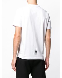 weißes und schwarzes bedrucktes T-Shirt mit einem Rundhalsausschnitt von Ea7 Emporio Armani