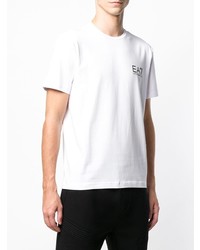 weißes und schwarzes bedrucktes T-Shirt mit einem Rundhalsausschnitt von Ea7 Emporio Armani