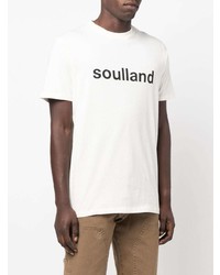 weißes und schwarzes bedrucktes T-Shirt mit einem Rundhalsausschnitt von Soulland