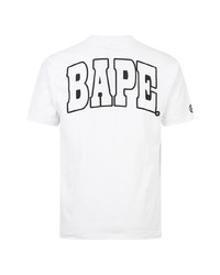 weißes und schwarzes bedrucktes T-Shirt mit einem Rundhalsausschnitt von A Bathing Ape