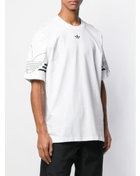 weißes und schwarzes bedrucktes T-Shirt mit einem Rundhalsausschnitt von adidas