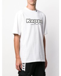 weißes und schwarzes bedrucktes T-Shirt mit einem Rundhalsausschnitt von Kappa