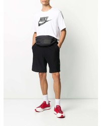 weißes und schwarzes bedrucktes T-Shirt mit einem Rundhalsausschnitt von Nike