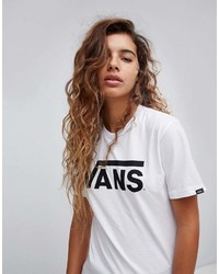 weißes und schwarzes bedrucktes T-Shirt mit einem Rundhalsausschnitt von Vans