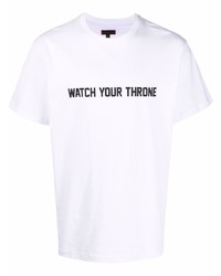weißes und schwarzes bedrucktes T-Shirt mit einem Rundhalsausschnitt von Clot
