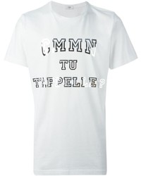 weißes und schwarzes bedrucktes T-Shirt mit einem Rundhalsausschnitt von Cmmn Swdn