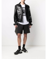 weißes und schwarzes bedrucktes T-Shirt mit einem Rundhalsausschnitt von Balmain