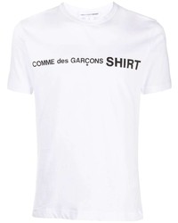 weißes und schwarzes bedrucktes T-Shirt mit einem Rundhalsausschnitt von Comme Des Garcons SHIRT