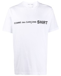 weißes und schwarzes bedrucktes T-Shirt mit einem Rundhalsausschnitt von Comme Des Garcons SHIRT