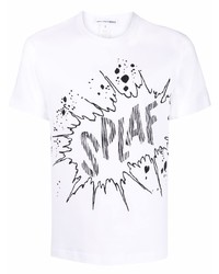 weißes und schwarzes bedrucktes T-Shirt mit einem Rundhalsausschnitt von Comme Des Garcons SHIRT