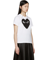 weißes und schwarzes bedrucktes T-Shirt mit einem Rundhalsausschnitt von Comme des Garcons