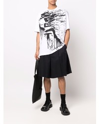 weißes und schwarzes bedrucktes T-Shirt mit einem Rundhalsausschnitt von Comme Des Garcons SHIRT